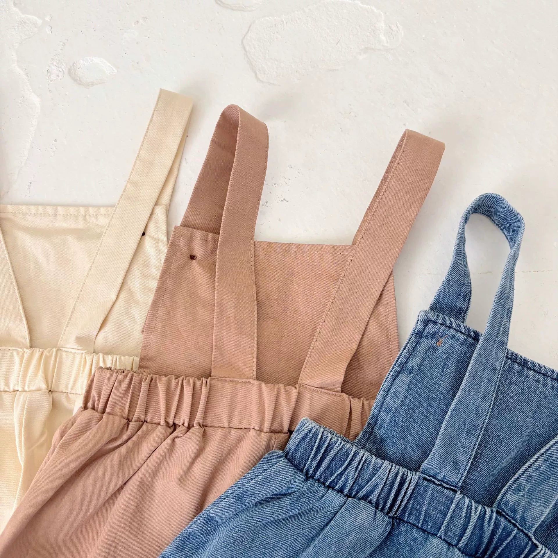 Summer Arrival Baby Girls Sleeveless Simple Plain Overalls Rompers-4