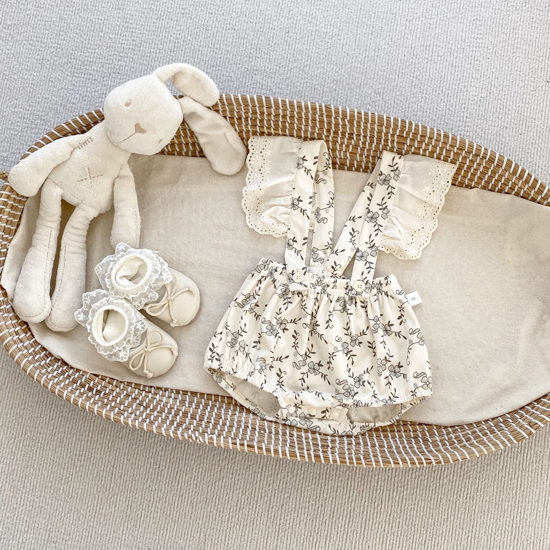 Arrival Autumn Baby Girls Long Sleeves Simple Top and Floral Print Overalls Onesies Clothing Set-3