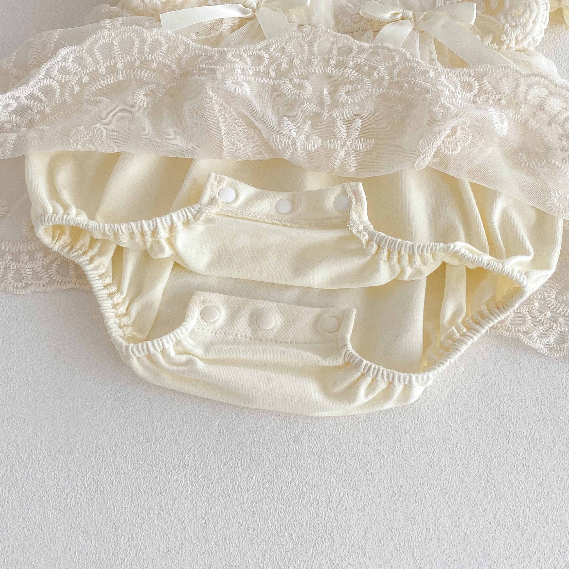 Summer Arrival Baby Girls Cute Solid Color Floral Embroidery Short Sleeves Dress Design Onesies-2