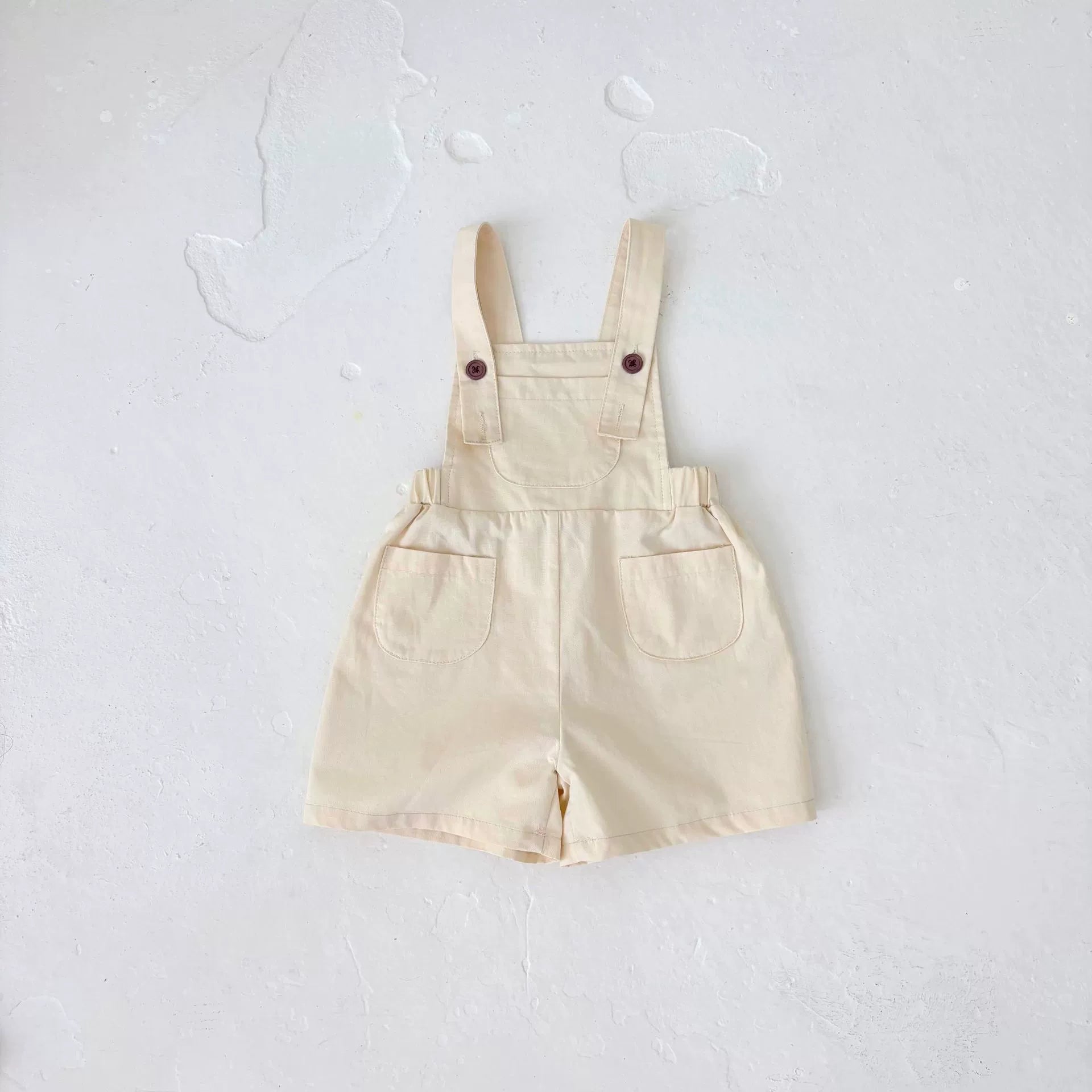 Summer Arrival Baby Girls Sleeveless Simple Plain Overalls Rompers-1