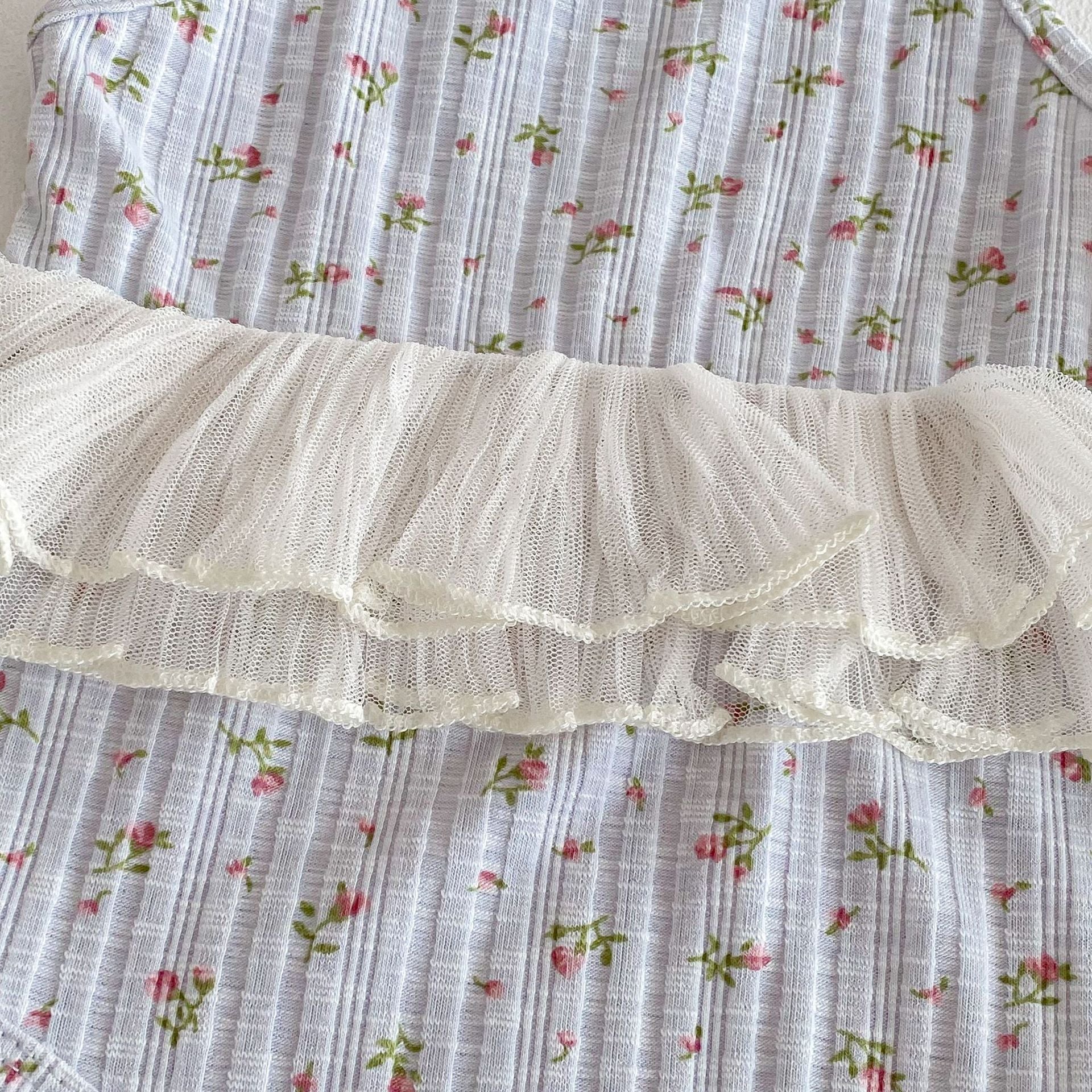 Summer Arrival Baby Girls Color Patchwork Flowers Pattern Sleeveless Onesies-3