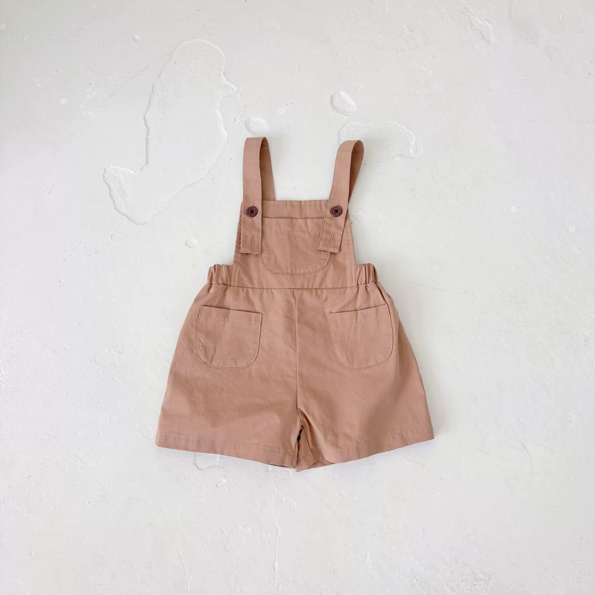 Summer Arrival Baby Girls Sleeveless Simple Plain Overalls Rompers-2