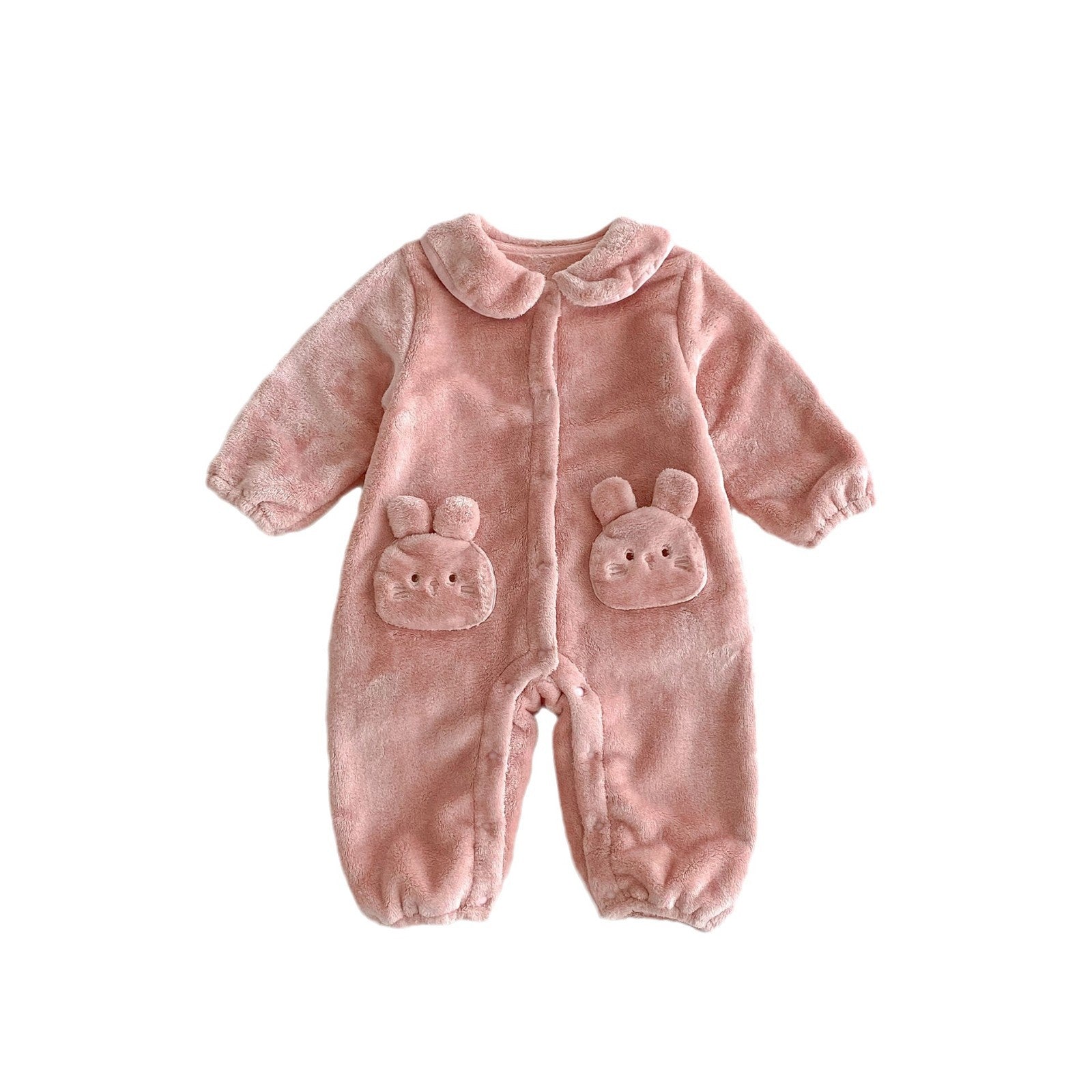 Winter Arrival Baby Girls Cute Rabbits Pattern Warm Double-sided Fleece Rompers