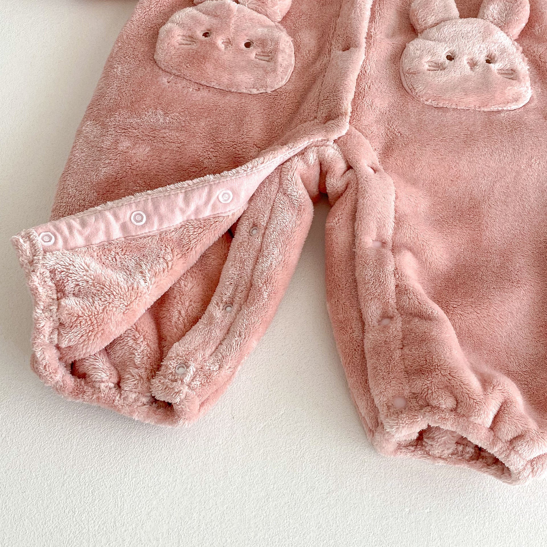 Winter Arrival Baby Girls Cute Rabbits Pattern Warm Double-sided Fleece Rompers