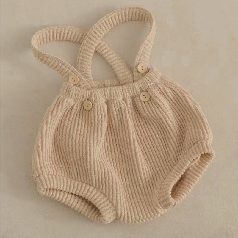 Infant Baby Kids Boys And Girls 3-Color Solid Color Simple Strap Overalls