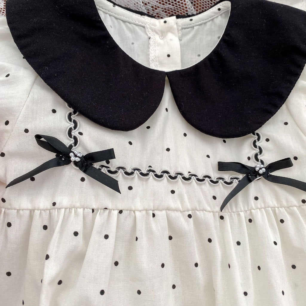 Baby Girl Dot Pattern Doll Neck Triangle Onesies