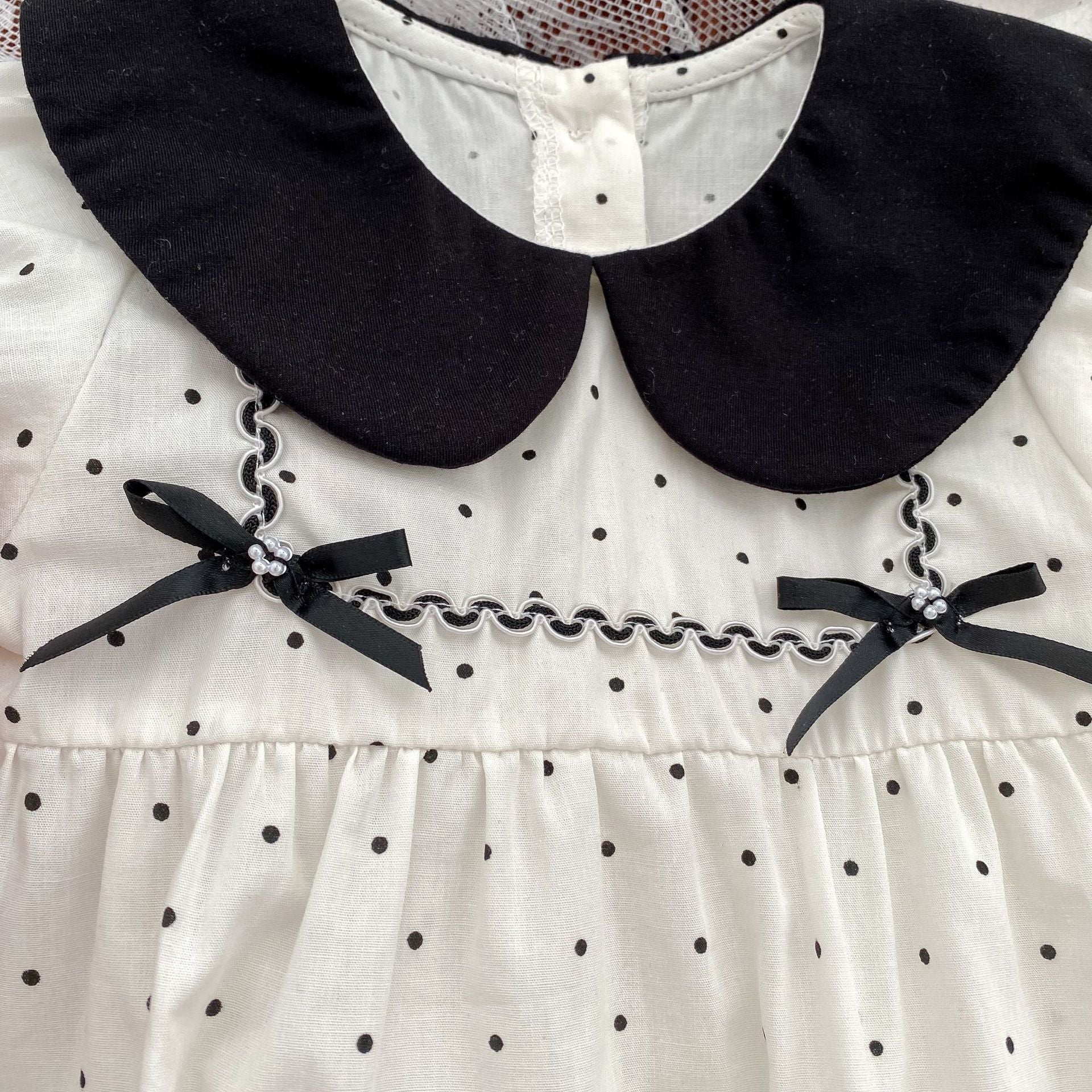 Baby Girl Dot Pattern Doll Neck Triangle Onesies