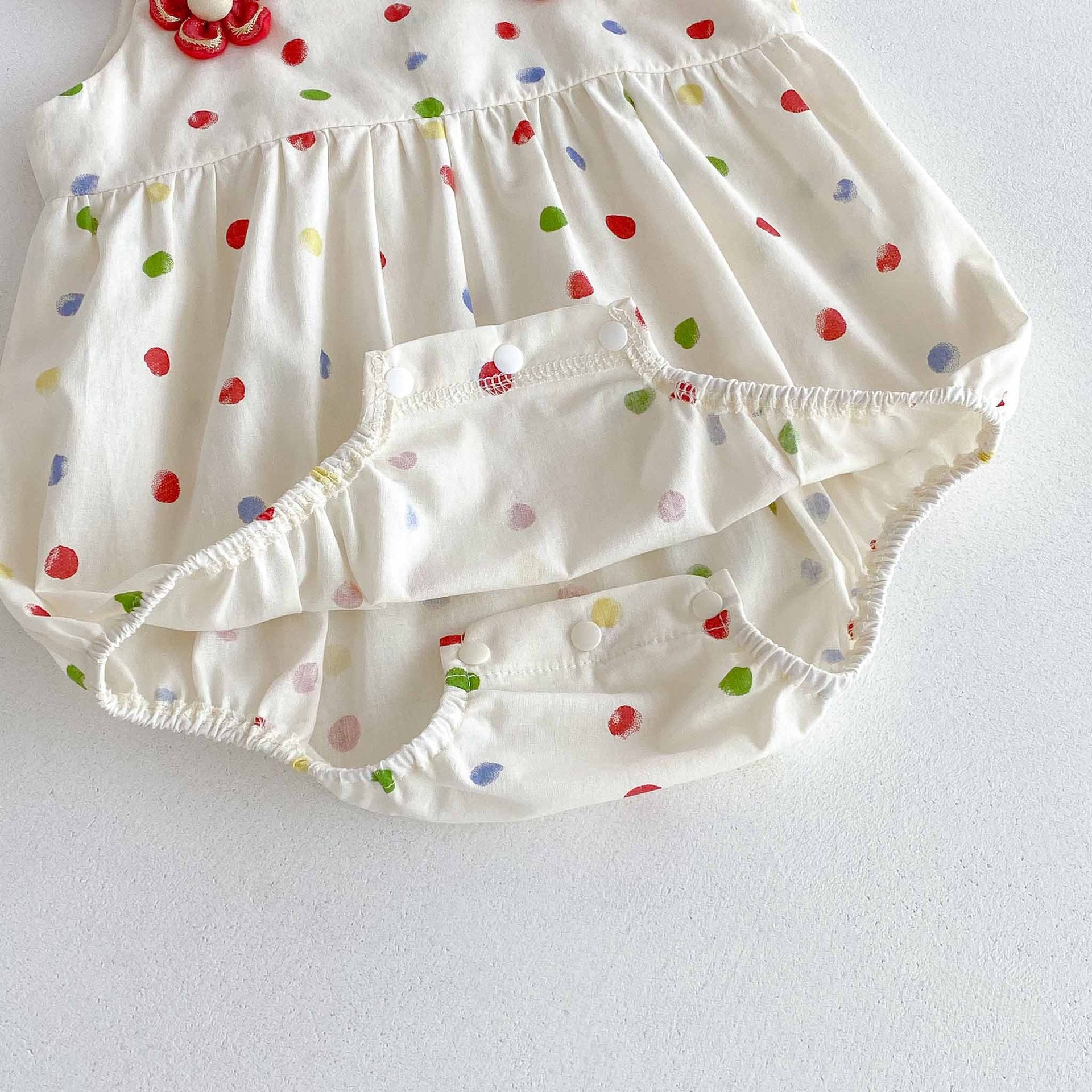 Summer Arrival Baby Girls Cute Sleeveless Colorful Dots Pattern Strap Onesies