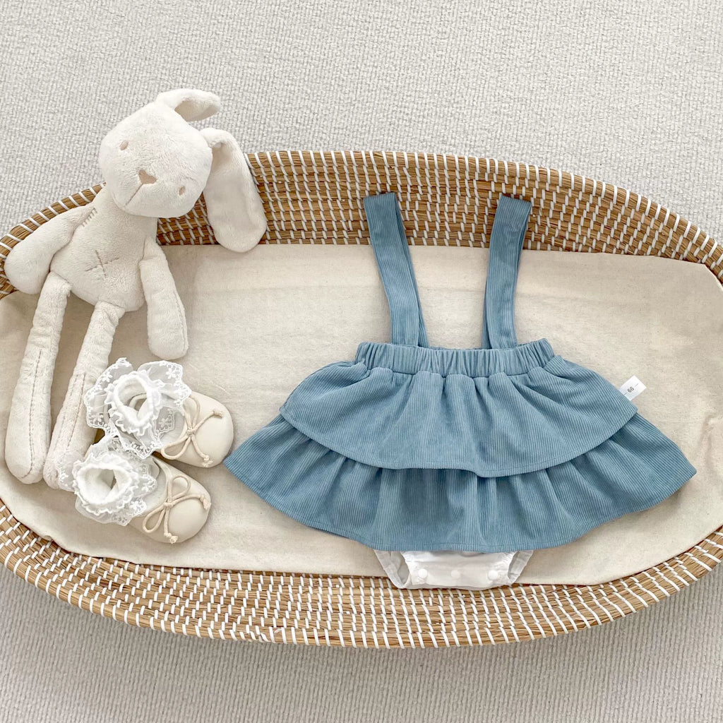 Spring and Autumn Baby Kids Girls Butterfly-bows Pattern Long Sleeves Beige Top and Sleeveless Onesies Overalls Clothing Set-4